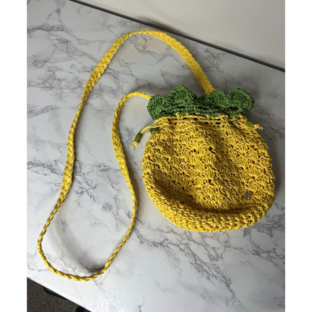 Cappelli Straworld Yellow/Green Small Round Shoulder Bag Drawstring Lined